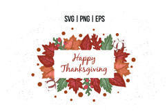 Happy Thanksgiving SVG Frame, Border, Wreath Product Image 1