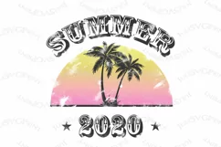 Distressed sun sublimation PNG Sunset Palm tree retro Summer Product Image 1