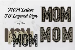 MOM SVG, 3D Layered Geometric Monogram sign, SVG files Product Image 1