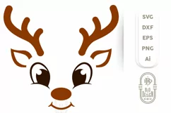 Christmas SVG - Baby Reindeer SVG , Cute Boy Reindeer face Product Image 1