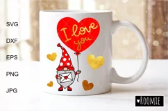 Valentine gnome I love you svg, Valentines day heart clipart Product Image 2