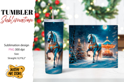 Christmas tumbler sublimation. Christmas horse carousel PNG Product Image 1