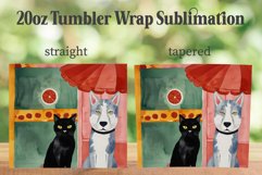 Artistic 20oz Tumbler Wrap PNG, Cat and Dog Watercolor Product Image 2
