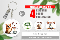 Coffee Skull Humor Sarcastic Keychain Product Image 1