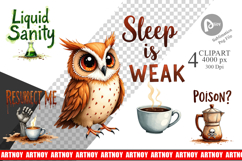 Coffee Skull Humor Sarcastic Clipart Product Image 1