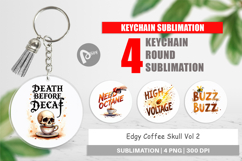 Coffee Skull Humor Sarcastic Keychain Product Image 1