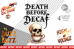 Coffee Skull Humor Sarcastic Clipart Product Image 1