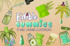 Edible Gummies| 15 PNG Edible Cannibis Illustration Clipart Product Image 1