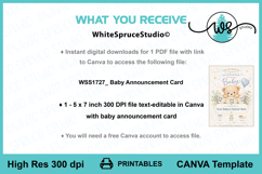 Editable Canva Baby Birth Announcement Card Bear Template Product Image 4