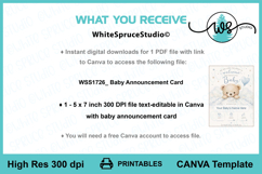Editable Canva Baby Birth Announcement Card Bear Template Product Image 4