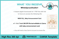 Editable Canva Baby Birth Announcement Card Bunny Template Product Image 4