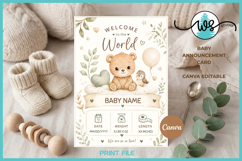 Editable Canva Baby Birth Announcement Card Template Product Image 1