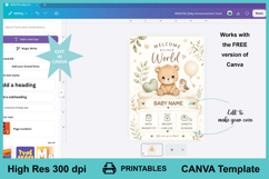 Editable Canva Baby Birth Announcement Card Template Product Image 3
