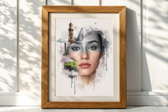 Surreal Steampunk Digital Collage Woman Portrait Art Product Image 5