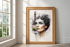 Surreal Steampunk Digital Collage Woman Portrait Art Product Image 1