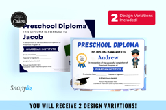 Printable Preschool Graduation Diploma Custom Template Product Image 1