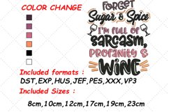 Wine Embroidery, Wine Lover, Mom Wine, Quarantine Sayings Product Image 1