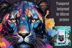 Bright watercolor Black Panther,transparent PNG/JPEG Product Image 2
