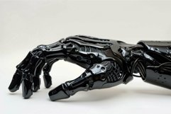 Black robotic hand making gesture on white background Product Image 1