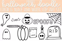 Preppy Halloween Doodle Clip Art | Color and Black and White Product Image 3