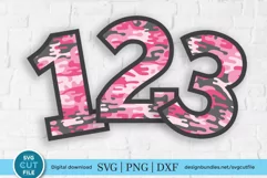 Pink camo svg, camo svg, camo numbers svg, camo birthday dxf Product Image 1