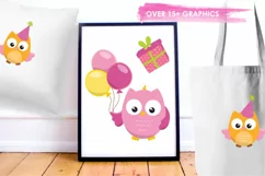 Birthday Owls Girls  graphics and illustrations - Free Design of The Week Product Image 5