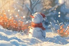 Cheerful snowman in wintry landscape Product Image 1