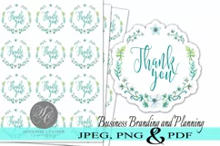 Floral Blue Wreath Thank You Print and Cut Stickers Product Image 2
