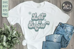 Let it Snow Retro Christmas SVG - PNG, DXF, SVG, EPS, Cut Product Image 1