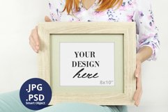 Woman holding Landscape Frame Mockup, Horizontal frame 8x10 Product Image 2