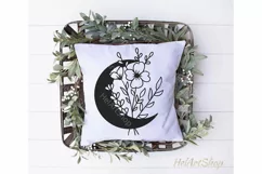 Moon with Wildflowers svg, Botanical svg, bouquet cut file Product Image 2