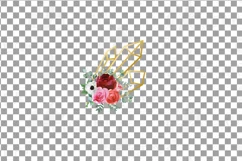 Watercolor pink, white and burgundy floral geometric frame Product Image 7