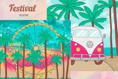 Festival SCENE Summer Tropical Flowers Beach Digital - PNG Product Image 1