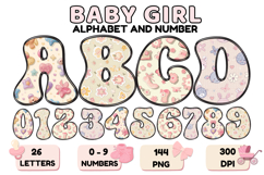 Baby Girl Alphabet PNG Cute Baby Letters &amp; Numbers 300 DPI Product Image 1