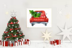 Red Truck Christmas. Christmas Watercolor. Christmas Card Product Image 5