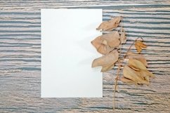 A5 Paper Mockups with dry leaves on wooden background Product Image 3