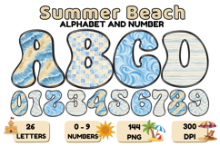 Summer Alphabet &amp; Numbers PNG Clipart Doodle Letters 300 DPI Product Image 1