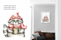 Raccoon Watercolor baby clipart Cute animals Christmas Product Image 2