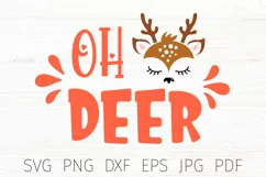 Oh deer svg, christmas quotes svg, reindeer face svg. Product Image 1