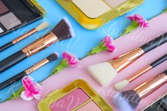 premium makeup brushes and blush on a colored background Product Image 1