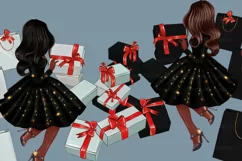 Clipart christmas, African American Christmas girl clipart Product Image 5