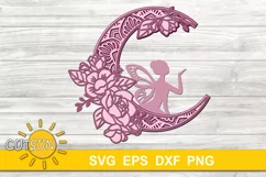 3D Layered Fairy Mandala SVG | Fairy and the Moon SVG Product Image 2