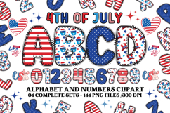 4th July Alphabet png clipart, independence letters doodle Product Image 1