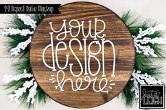 Wood Round Christmas Mockup with Snow | Stylized Photo Product Image 1