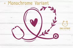 Floral Stethoscope SVG, Nurse Floral Monogram SVG Product Image 3