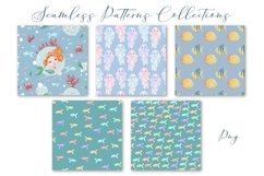 Set of seamless patterns Marine life and Mermaids Product Image 3