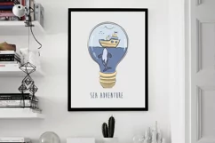 Whale clipart. Fantasy cute underwater illustration Product Image 2
