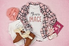 Women's White T-Shirt Styled Apparel Valentine Shirt Mockup Product Image 1