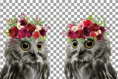 Watercolor baby owl with floral crown baby shower clip art Product Image 6