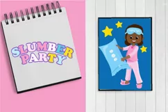 African American Pyjama Girls, Slumber party clipart Product Image 3